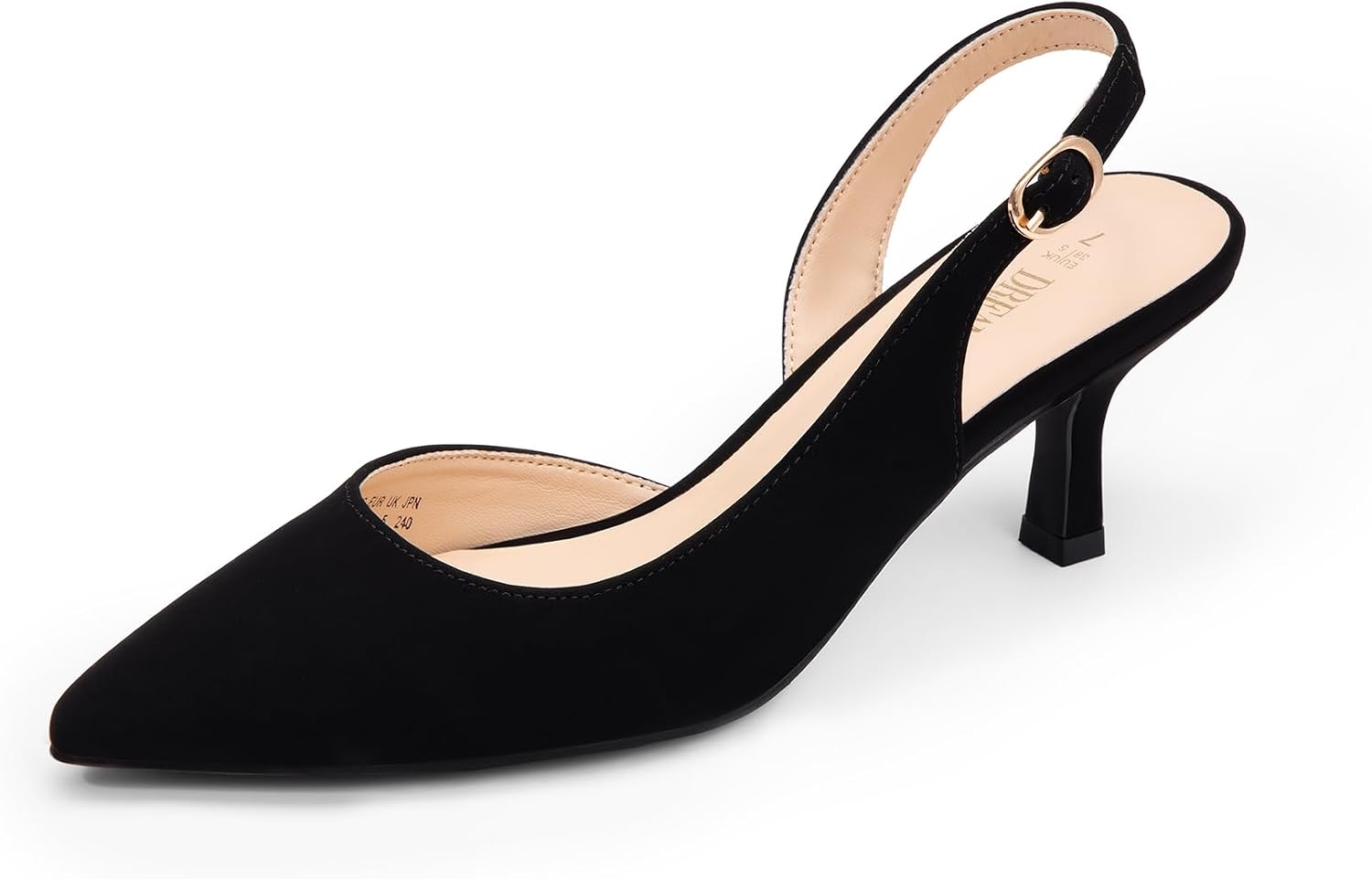 DREAM PAIRS Women's Kitten Slingback Heels Pumps — Black-nubuck