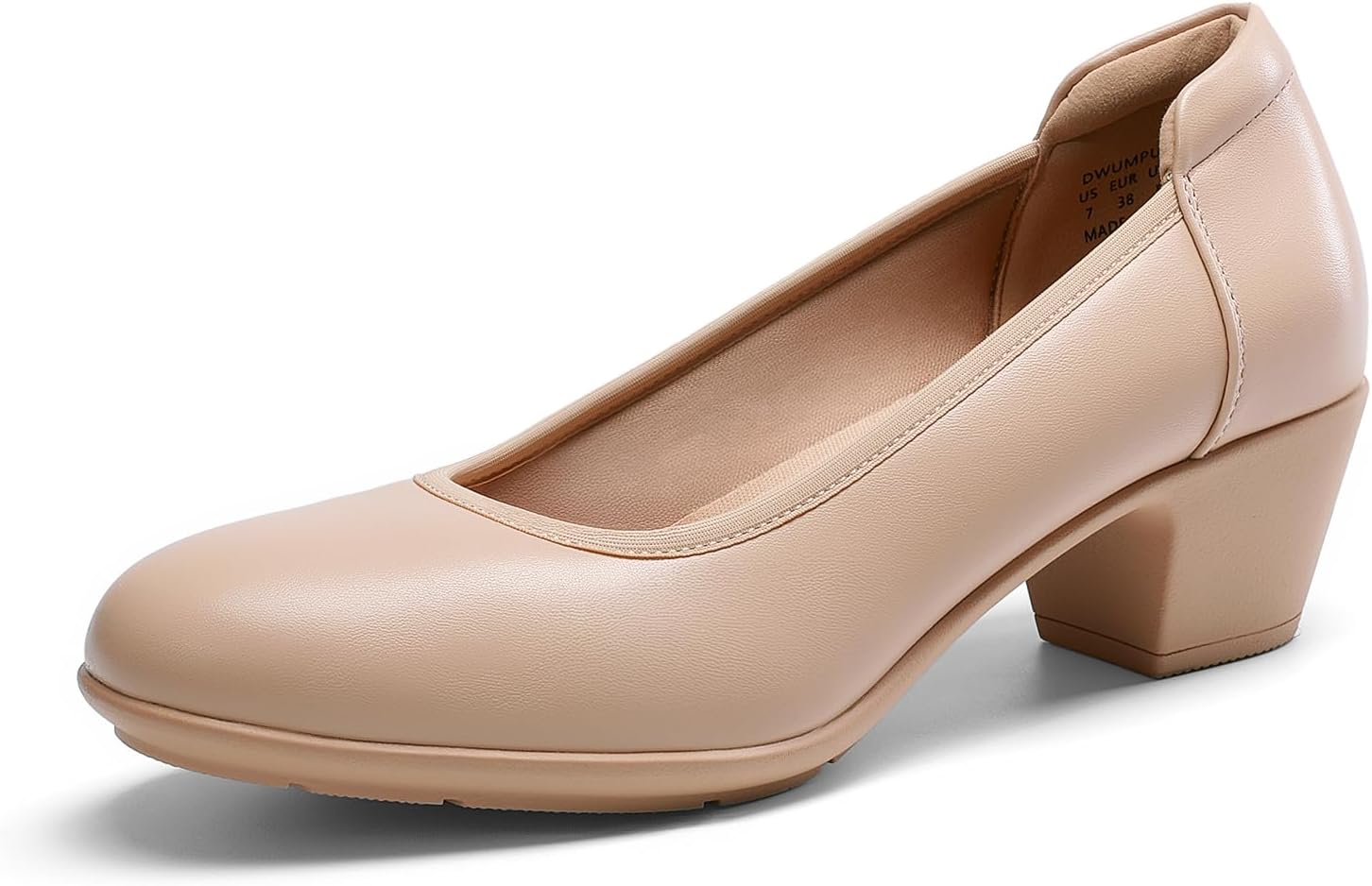 DREAM PAIRS arch-support low block-heel work pumps — Nude