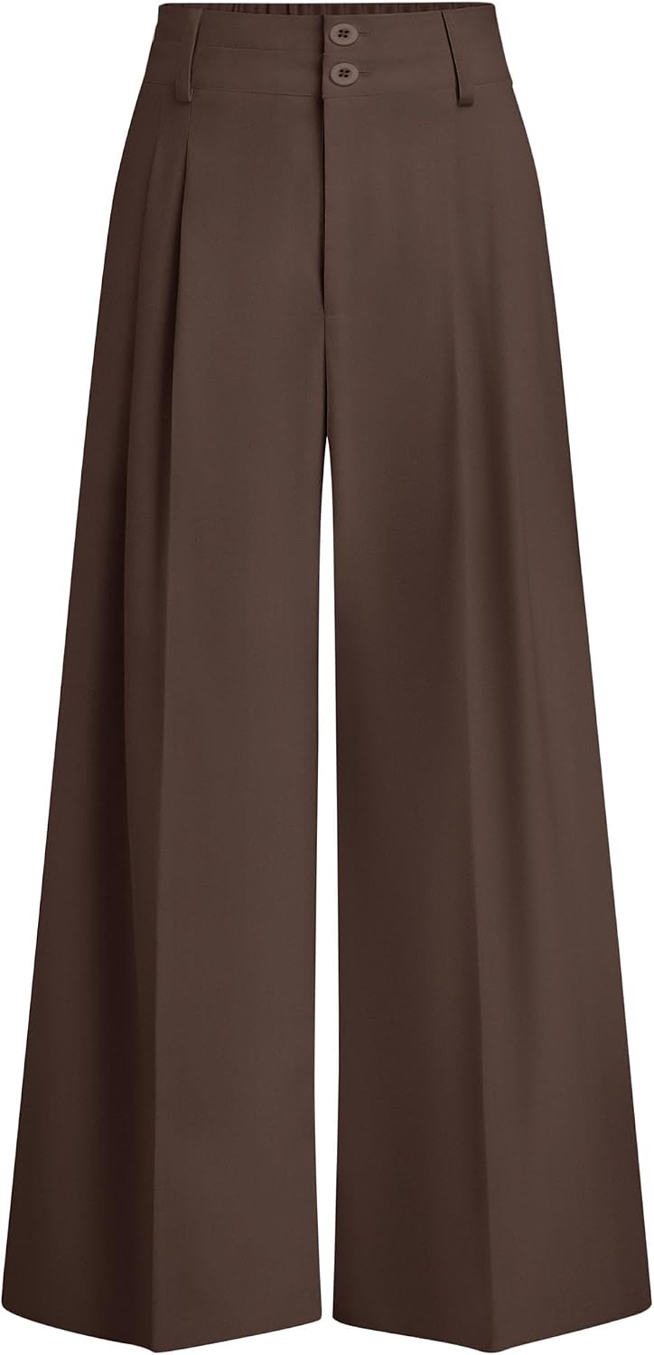 PRETTYGARDEN high-waisted dress trousers — Brown