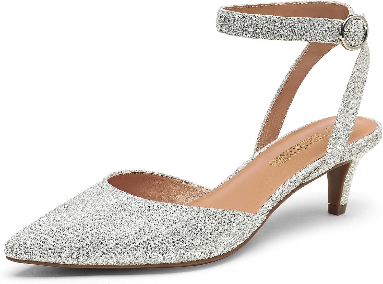 DREAM PAIRS Luna Low-Heel Pumps — Silver/Glitter
