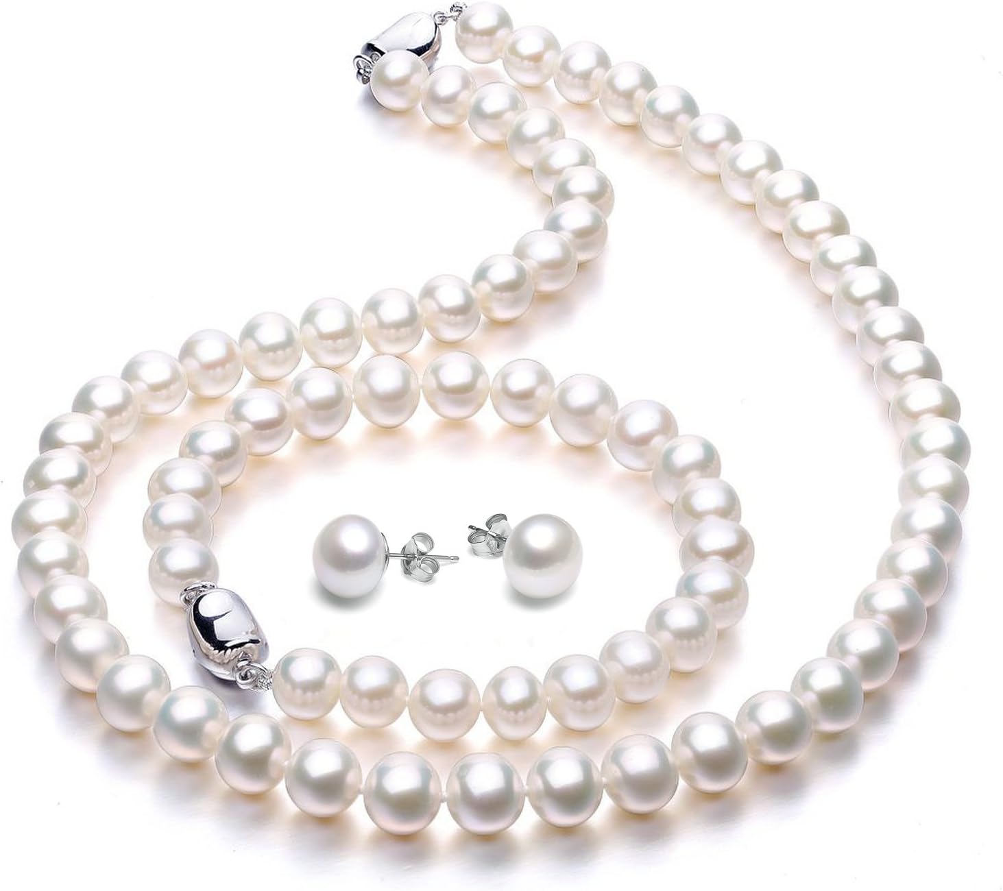 VIKI LYNN Pearl Necklace, Bracelet and Stud Earrings Set