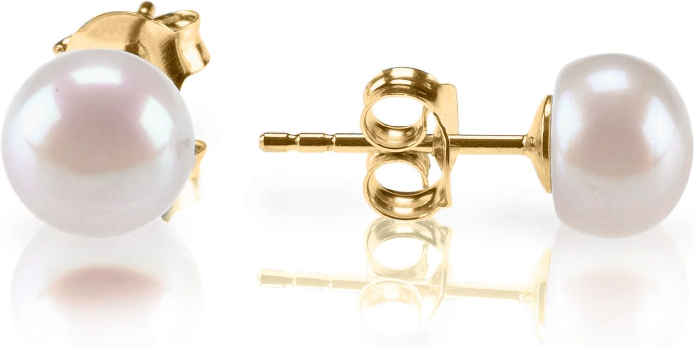 PAVOI 14K Gold Plated Freshwater Cultured Pearl Stud Earrings