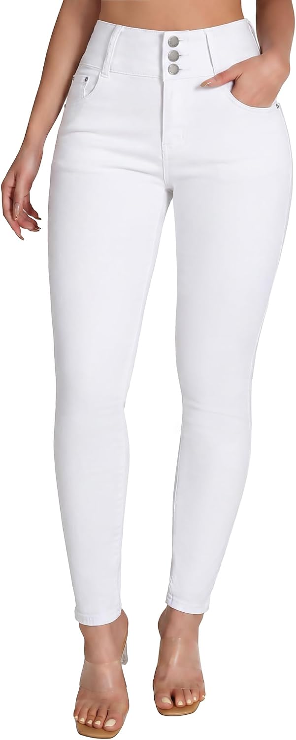 roswear High Waisted Skinny Jeans — White