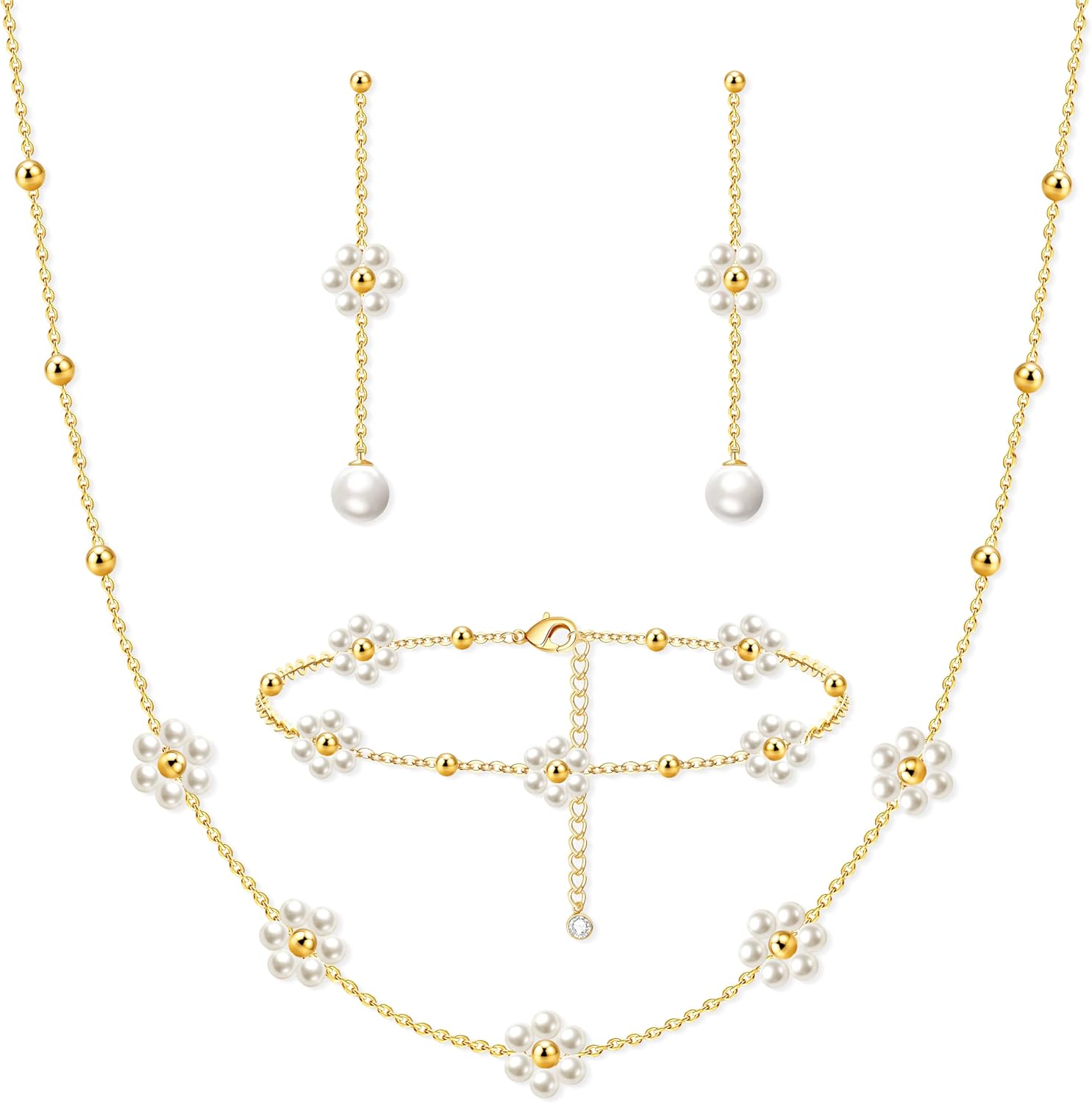 Earrings, necklace & bracelet set