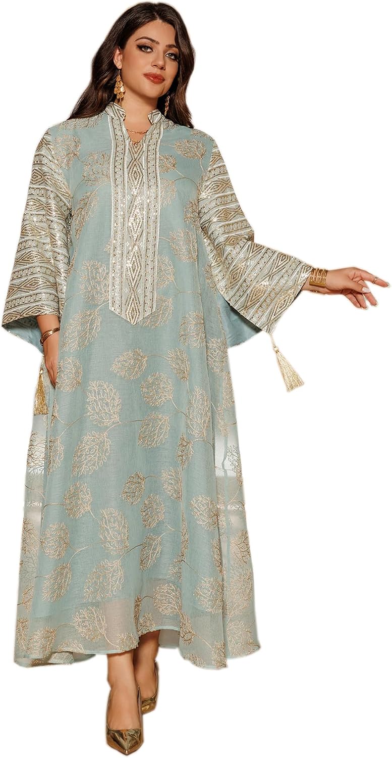 MedeShe mint-green embroidered caftan