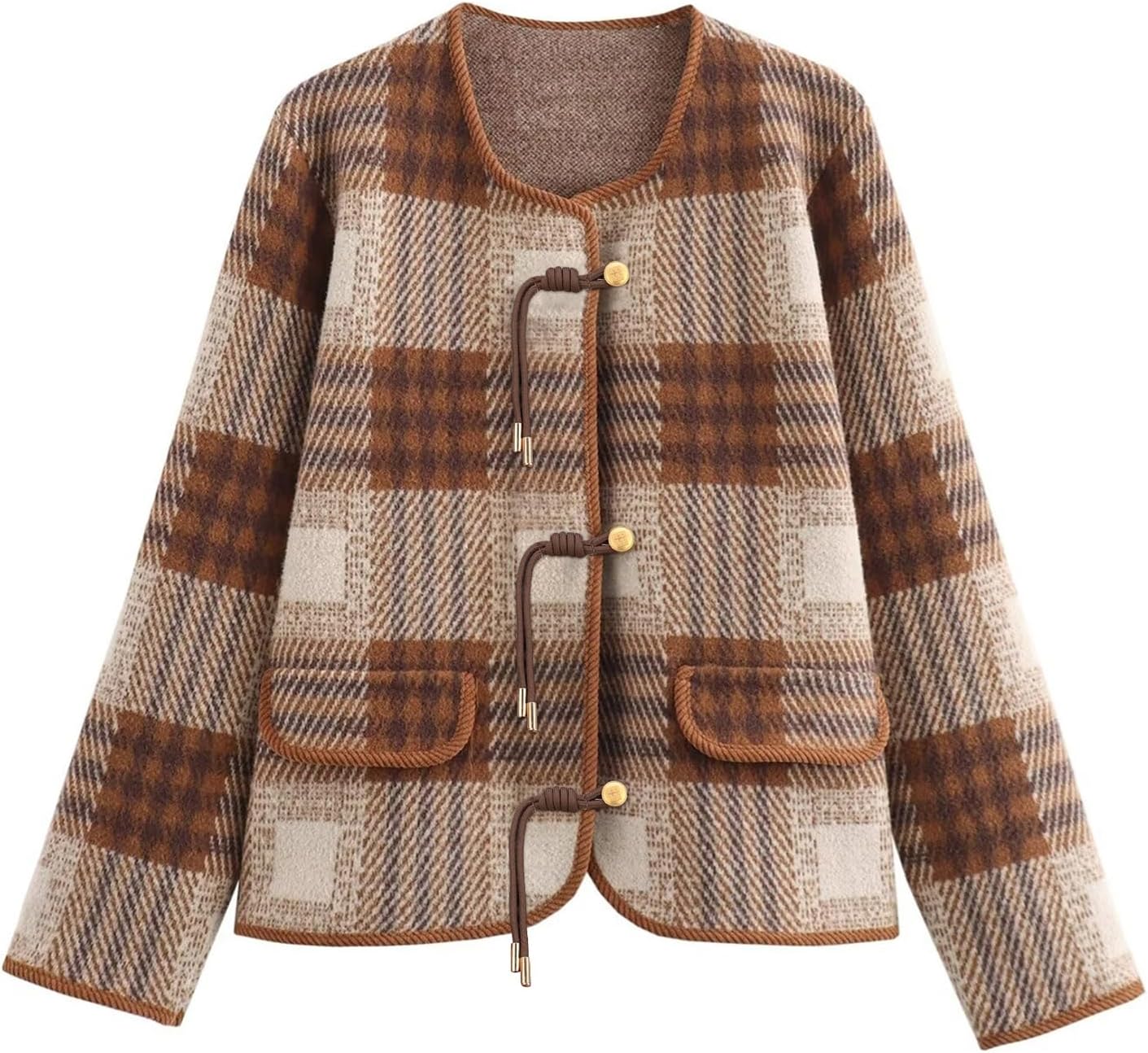 CUFEZN plaid sweater blazer — Brown