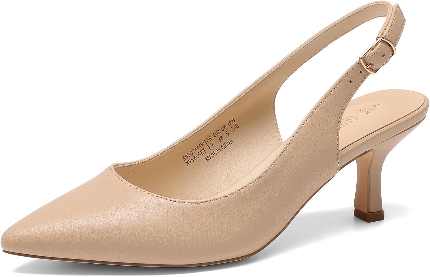 DREAM PAIRS Women's Kitten Slingback Heels Pumps — Nude-Pu