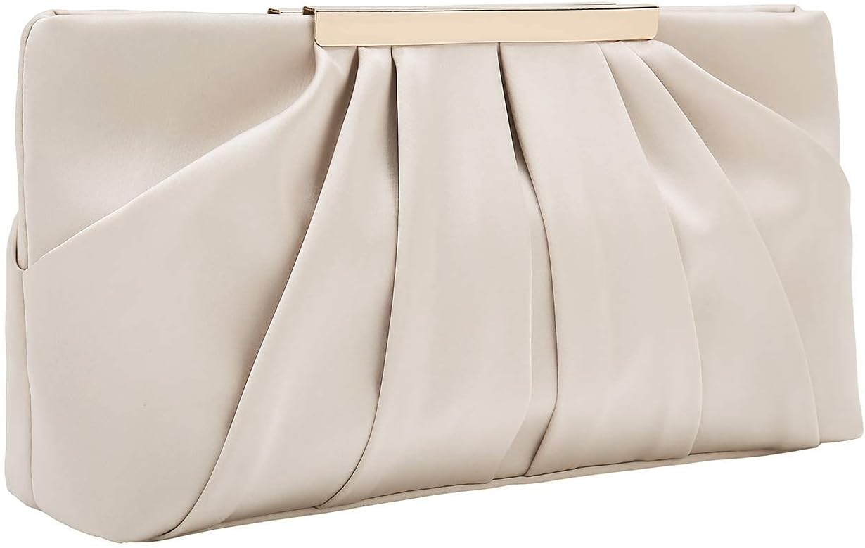 CHARMING TAILOR champagne pleated satin clutch