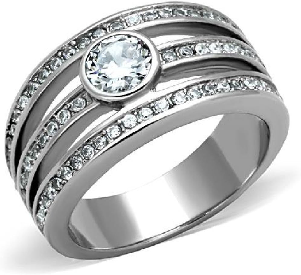 Marshal Imports Clear Round-Cut CZ Ring — Silver Tone