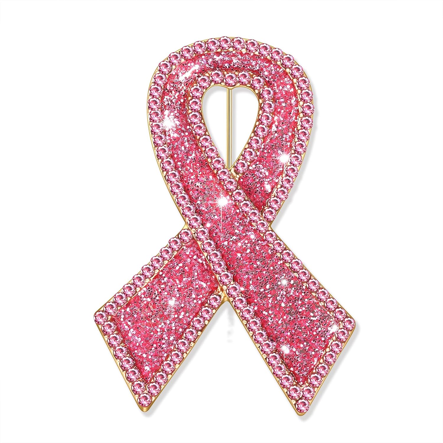 Pink Ribbon Breast Cancer Awareness Brooch — Pink Loop Ribbon