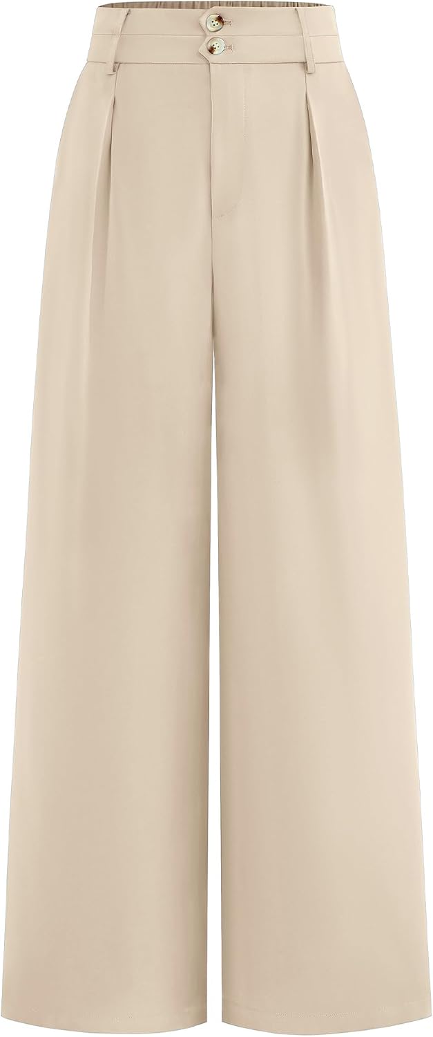 BTFBM Women's Pleated Trousers — Beige